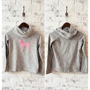 The Black Dog Grey Cowl Neck Sweatshirt Pink Logo Coastal Preppy Pullover m